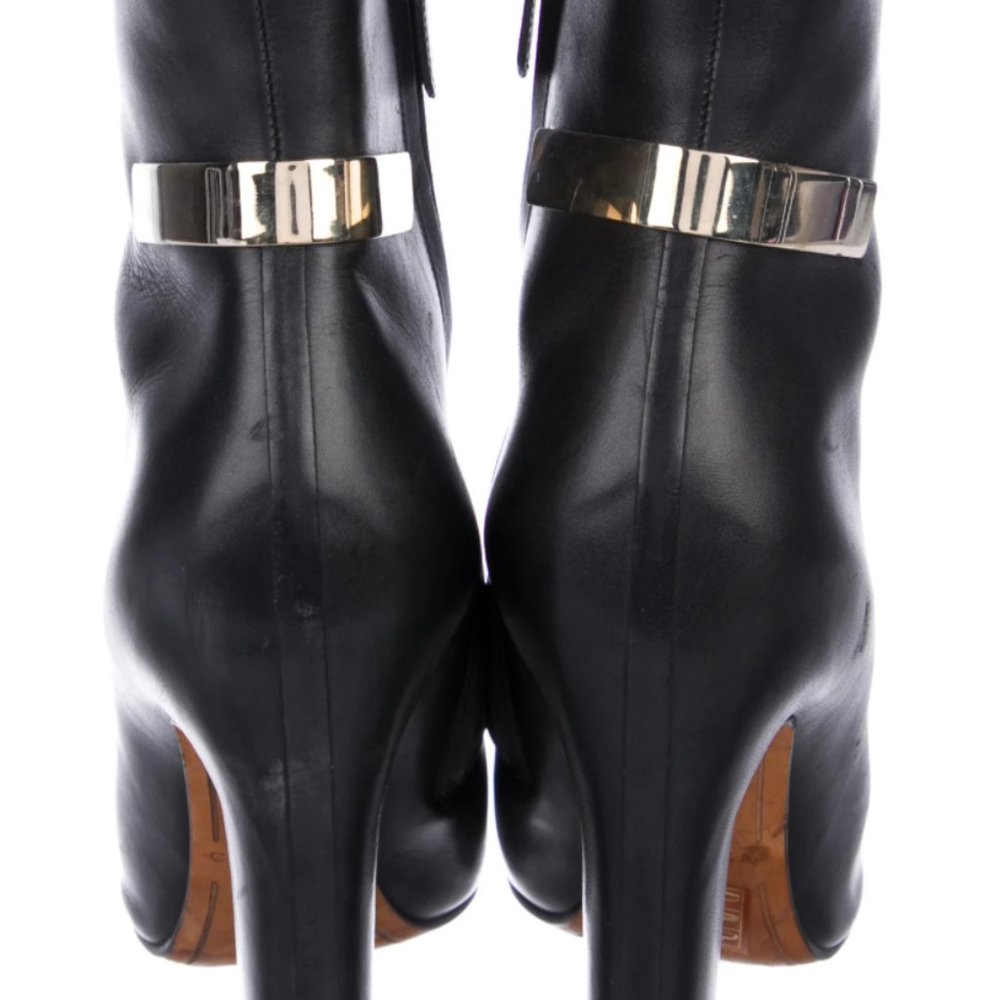Givenchy Black Leather Ankle Booties with Tan Accent - Picture 4 of 5